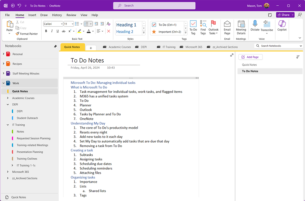 OneNote screenshot